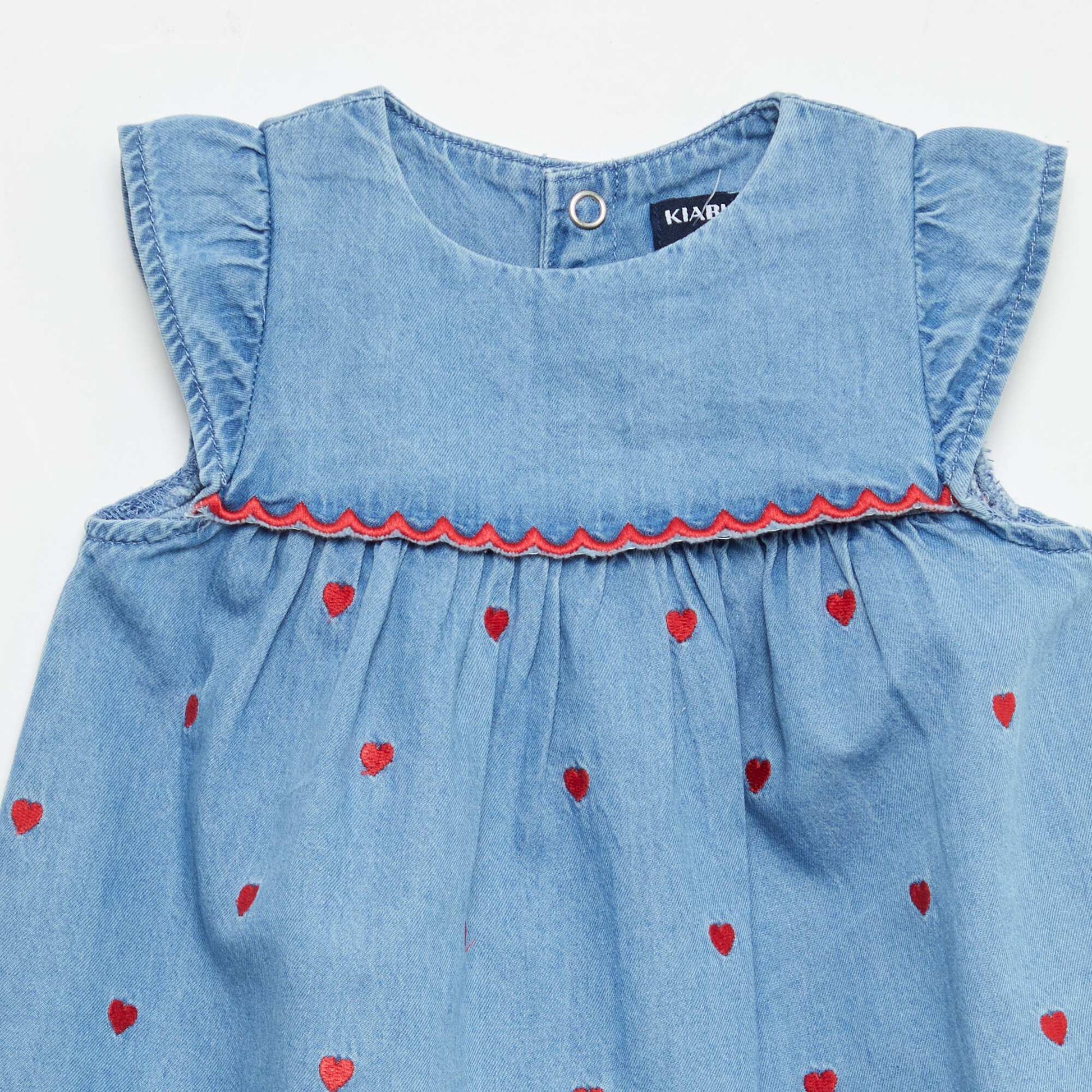 Robe à manches courtes en denim léger BLEU