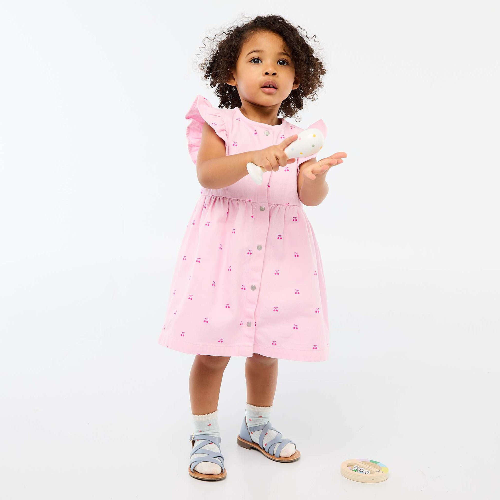 Robe en twill rayée à manches courtes ROSE