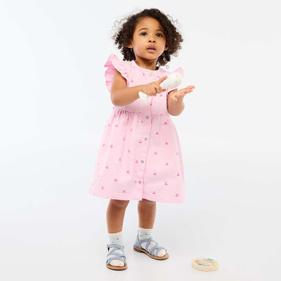 Robe en twill rayée à manches courtes ROSE