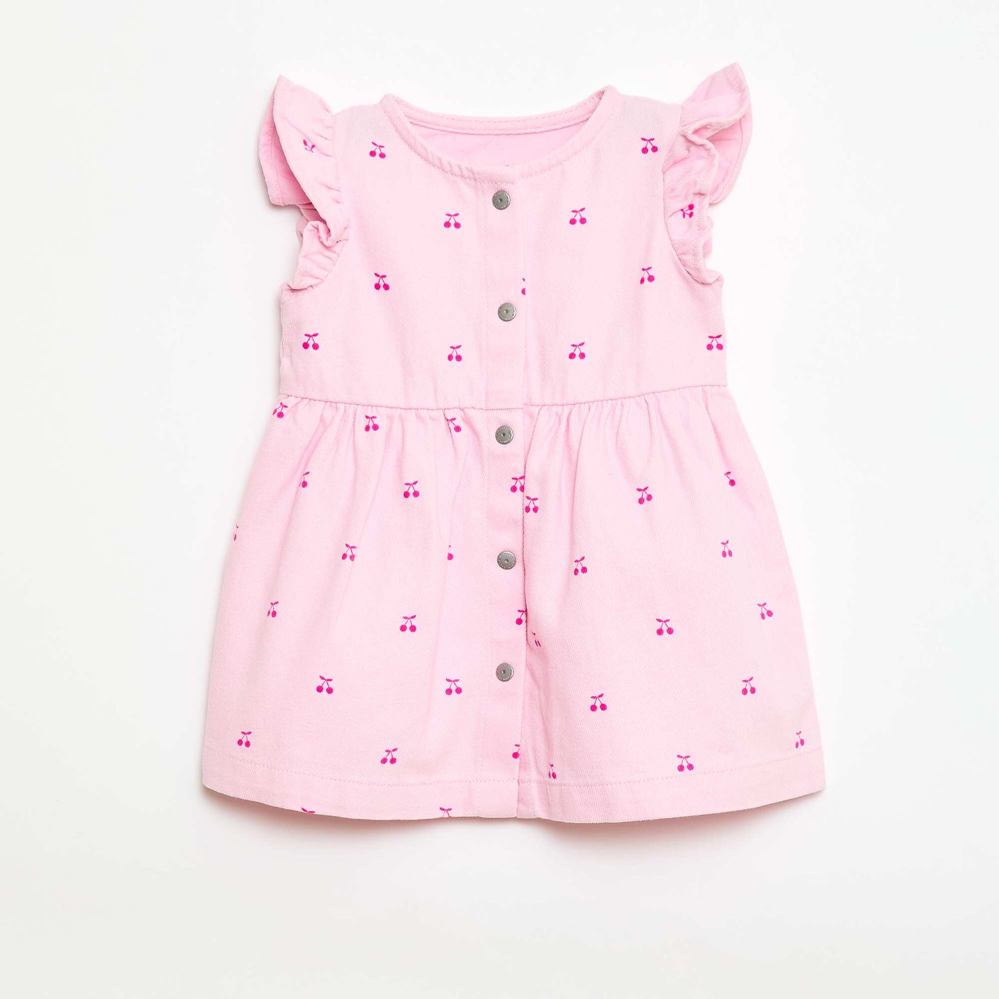 Robe en twill rayée à manches courtes ROSE