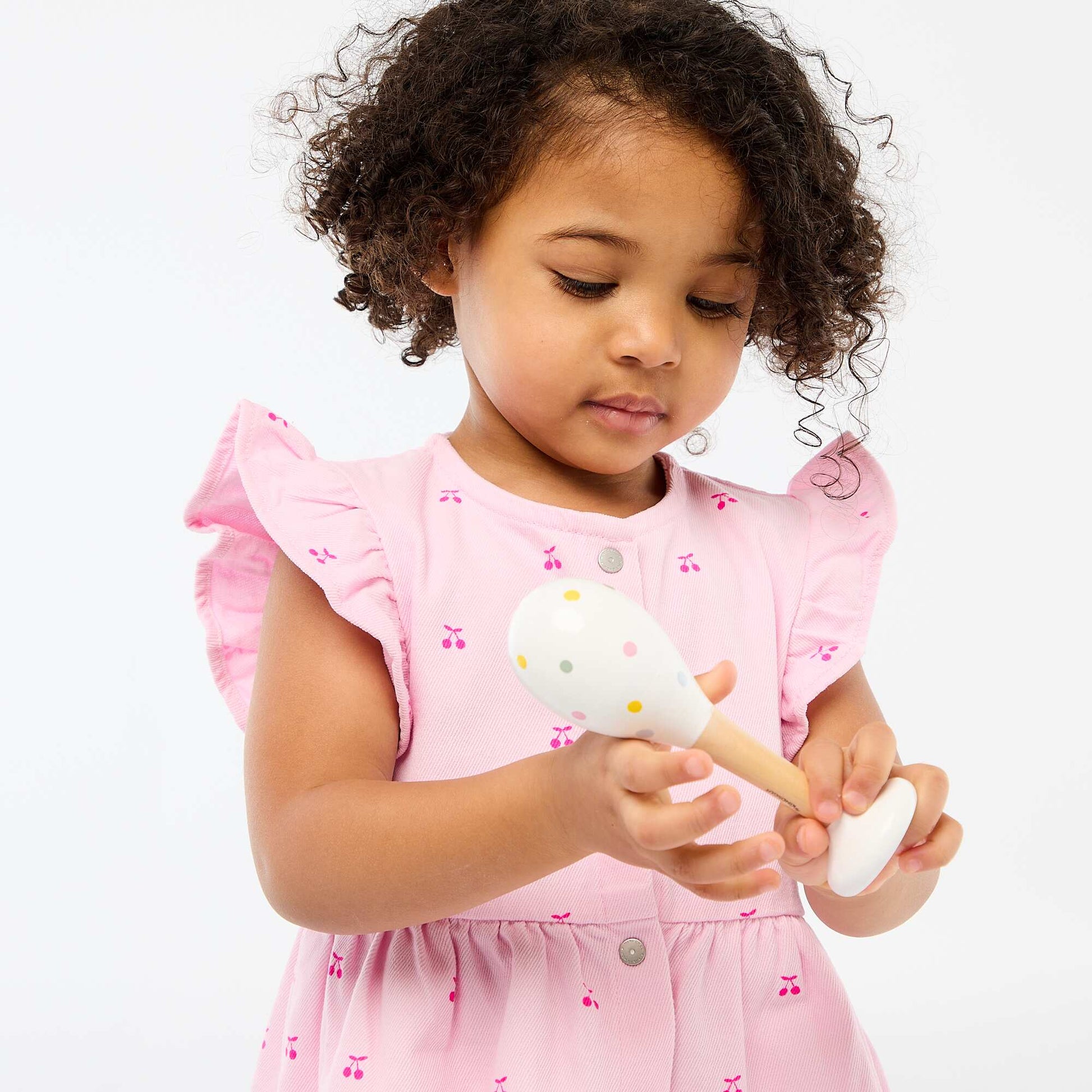 Robe en twill rayée à manches courtes ROSE