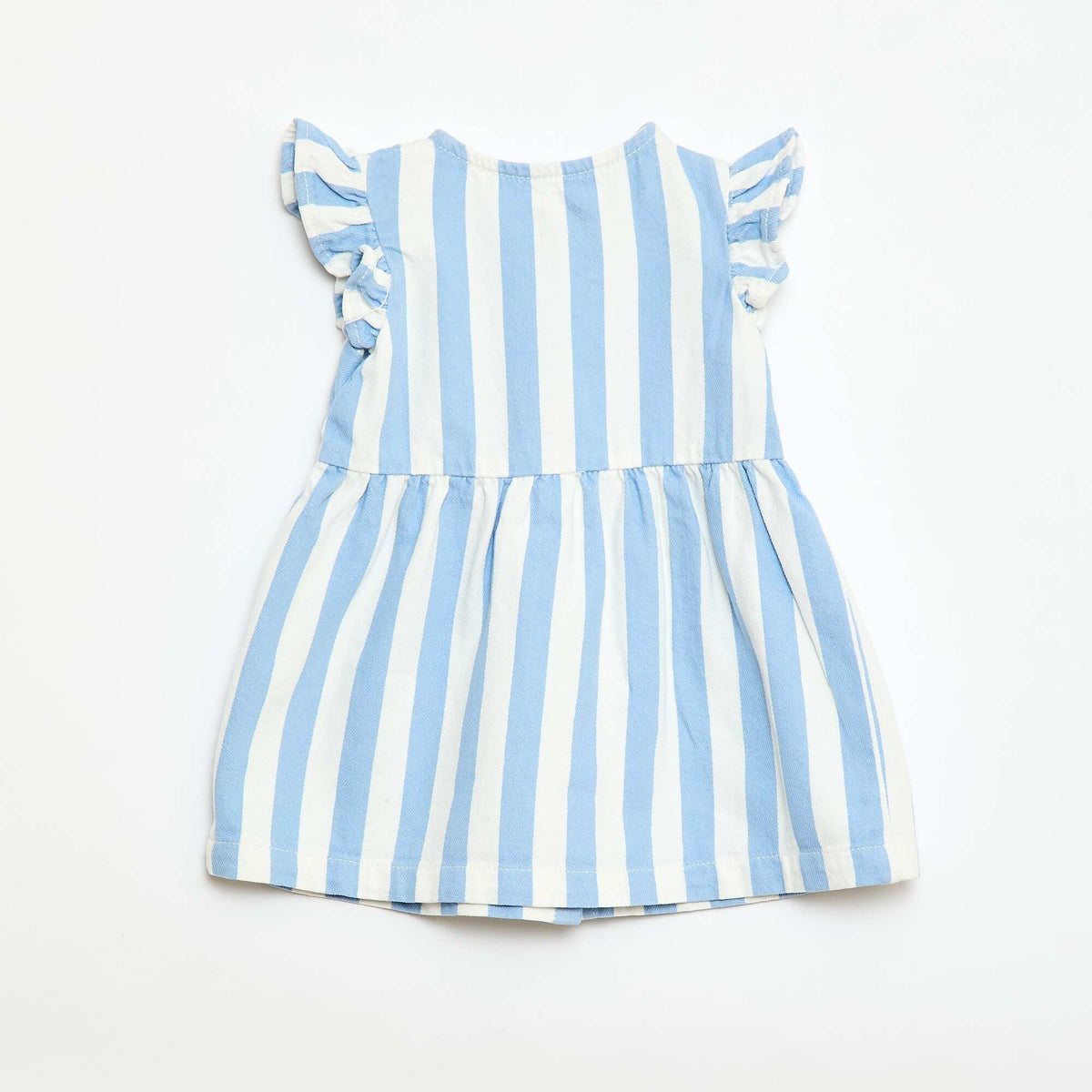 Robe en twill rayée à manches courtes BLEU