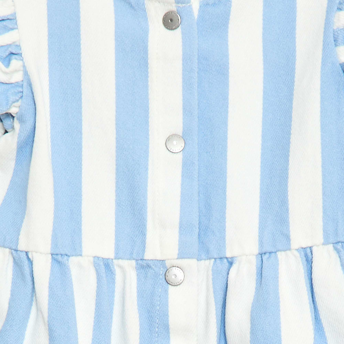 Robe en twill rayée à manches courtes BLEU