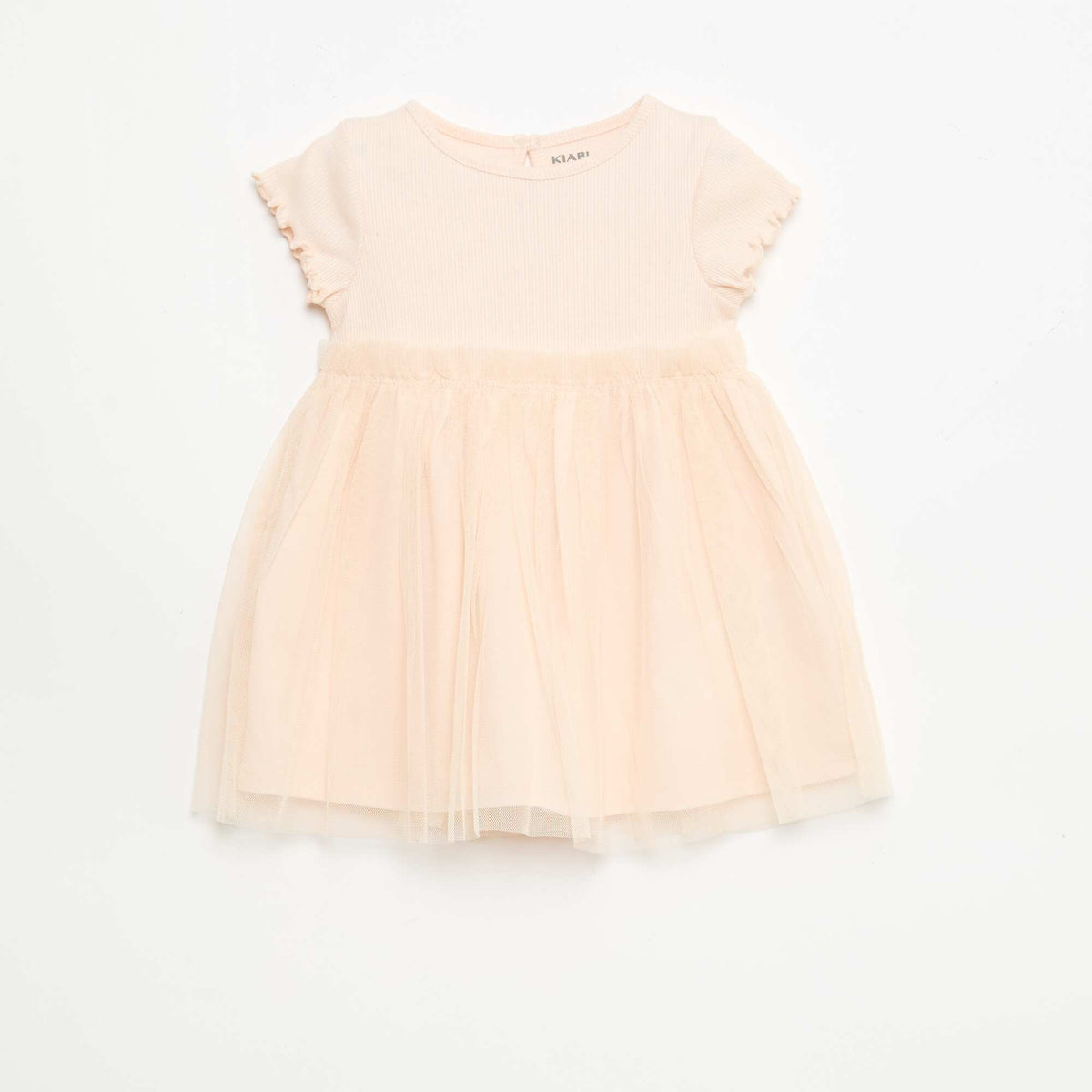 Robe en maille côtelée et tulle ROSE
