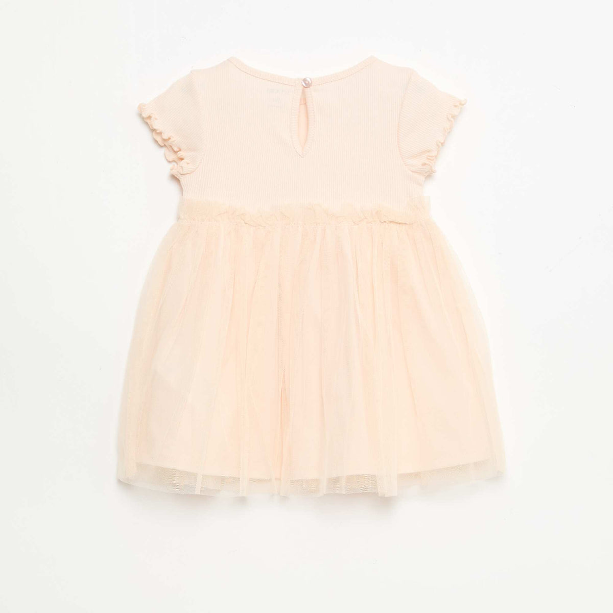 Robe en maille côtelée et tulle ROSE