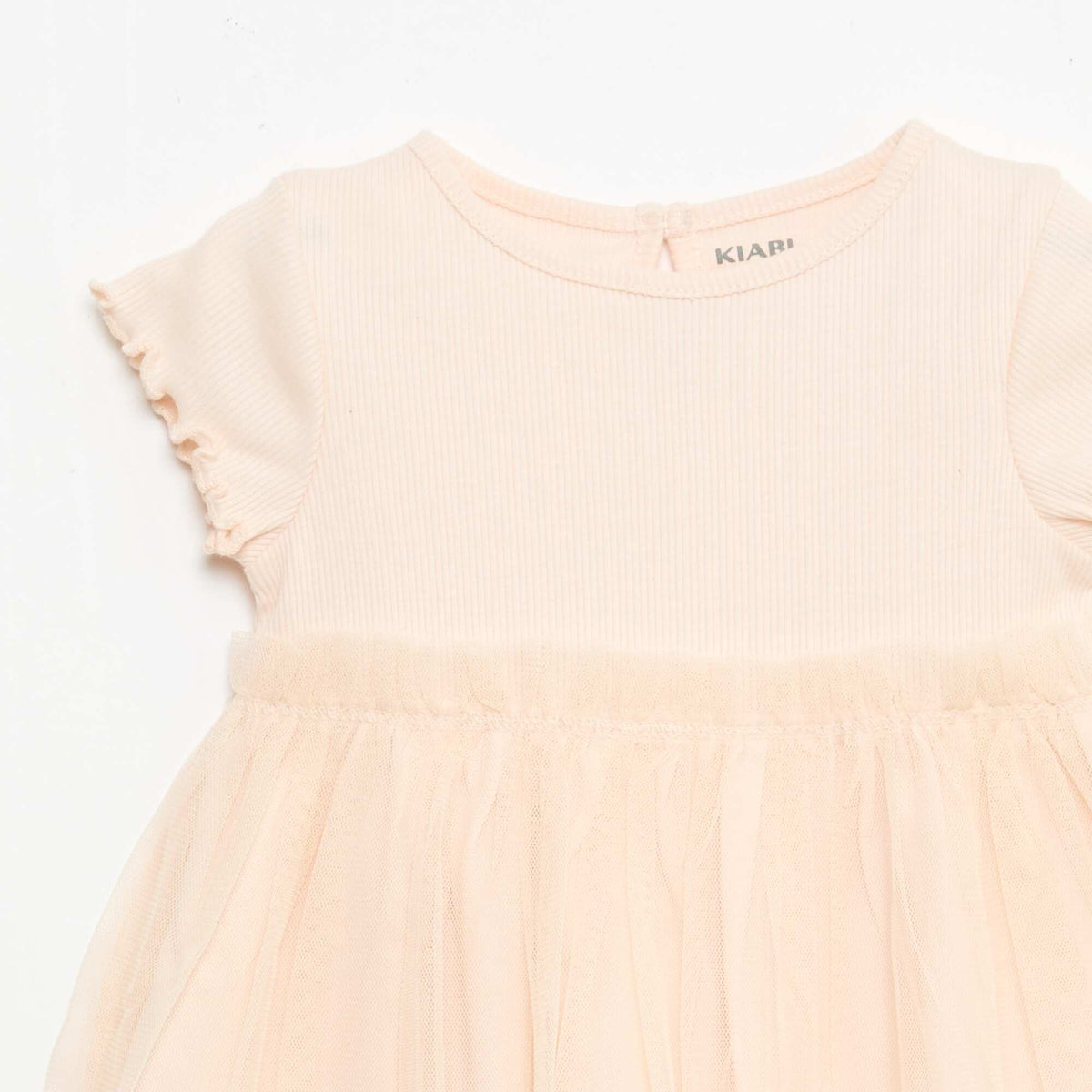 Robe en maille côtelée et tulle ROSE