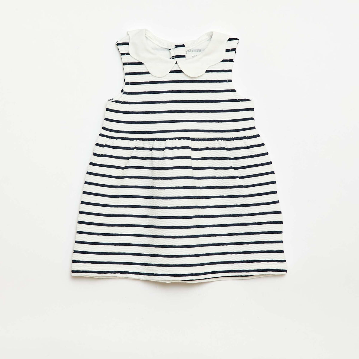 Robe en maille froissée avec col en popeline BLANC