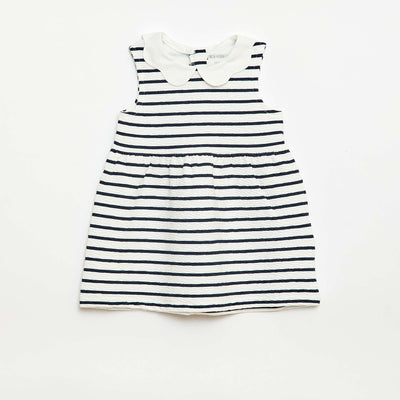 Robe en maille froissée avec col en popeline BLANC