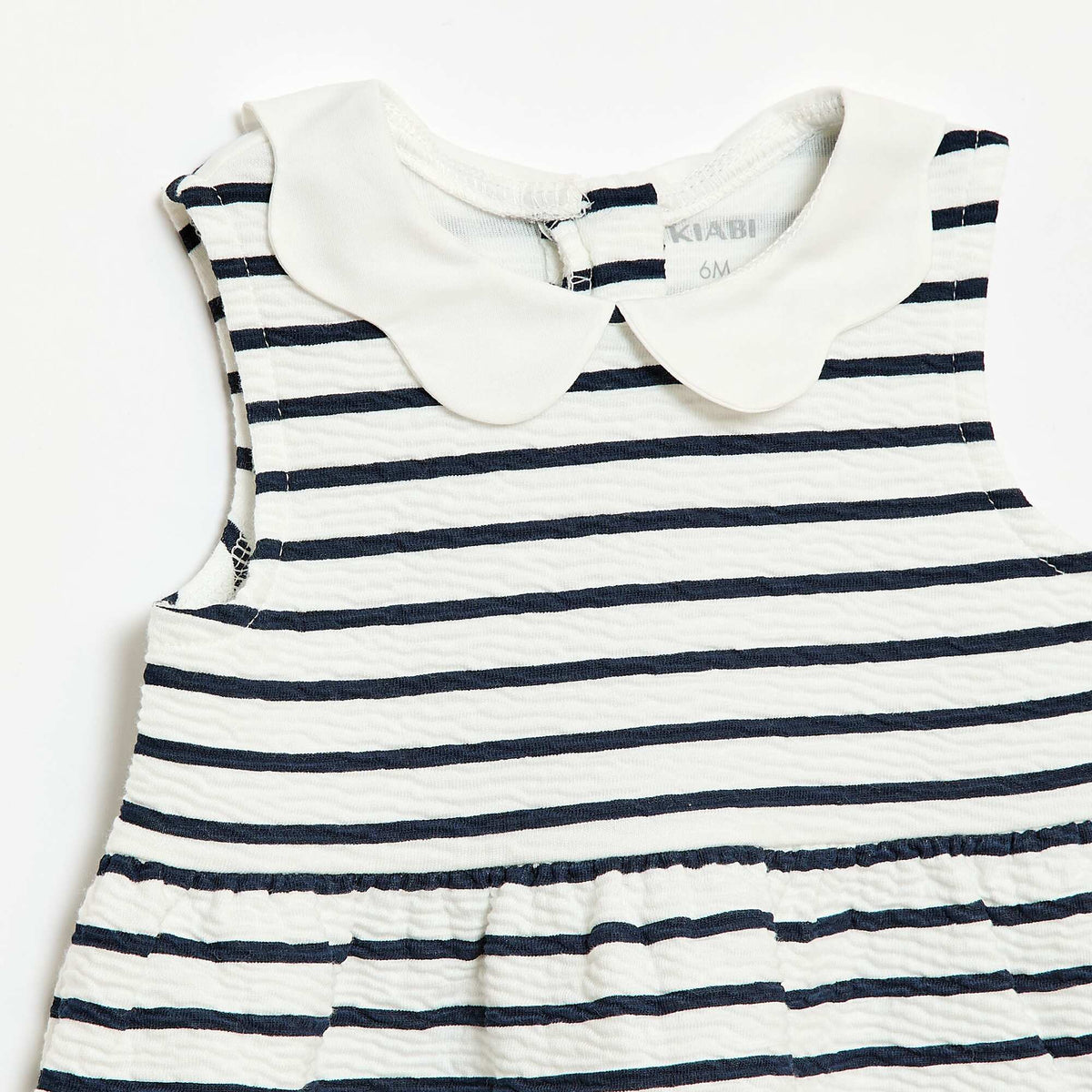 Robe en maille froissée avec col en popeline BLANC