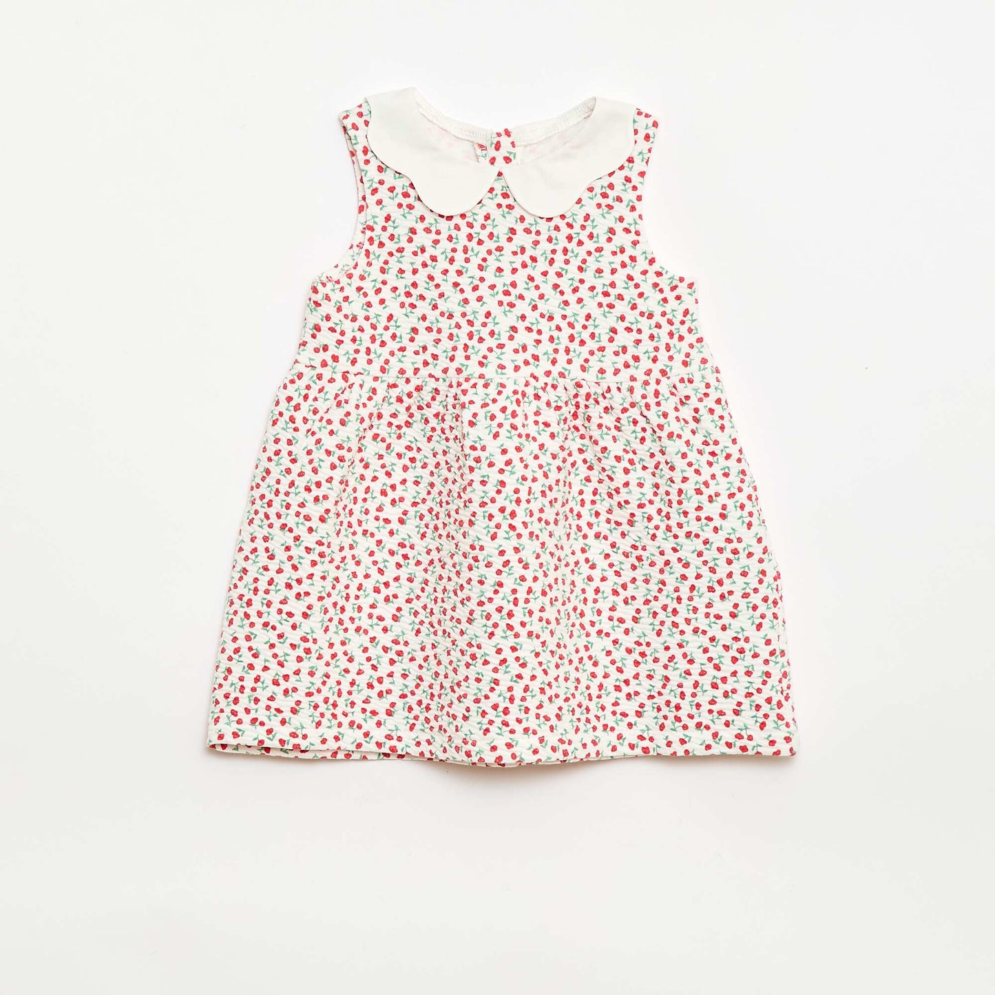 Robe en maille froissée avec col en popeline ROUGE