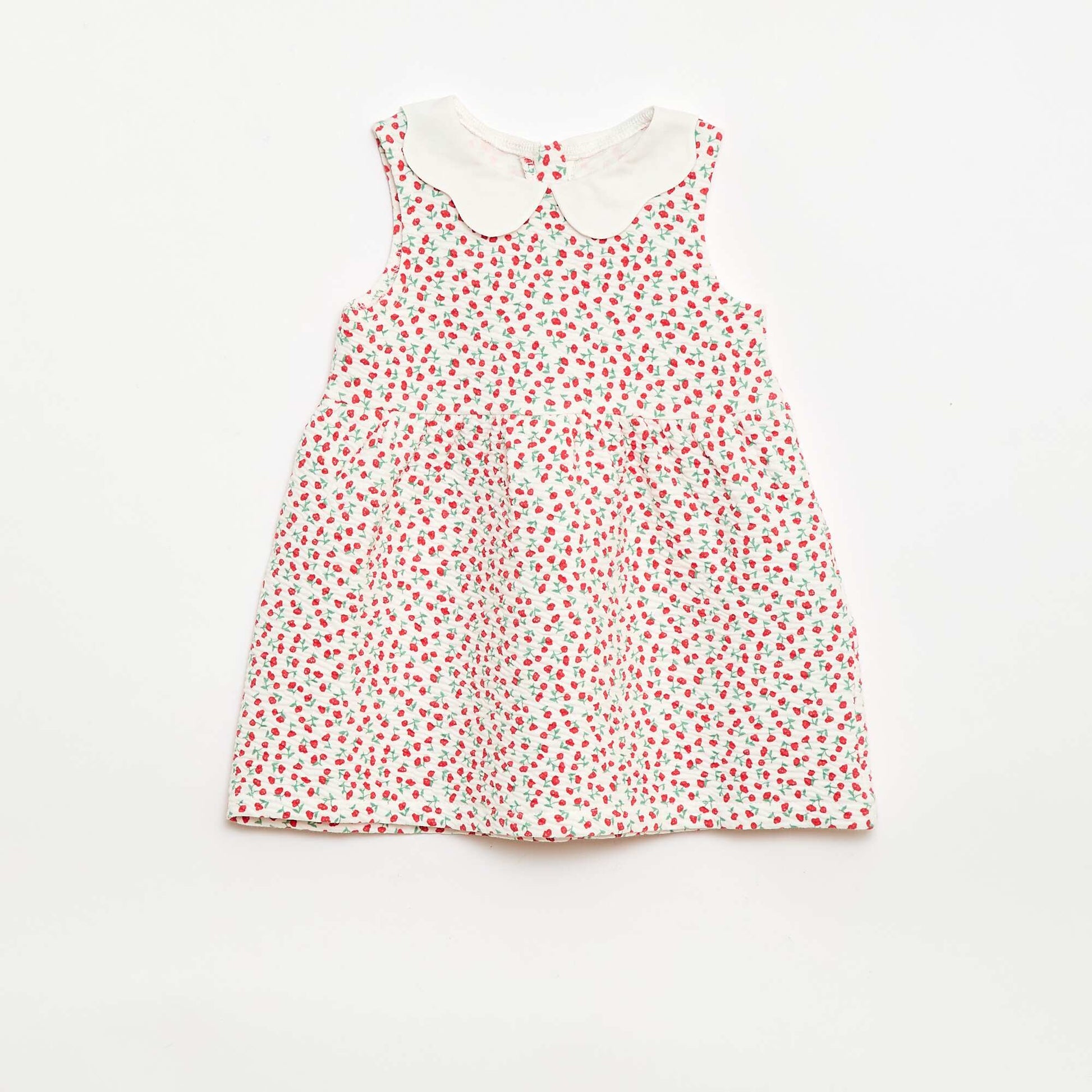 Robe en maille froissée avec col en popeline ROUGE