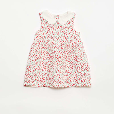 Robe en maille froissée avec col en popeline ROUGE