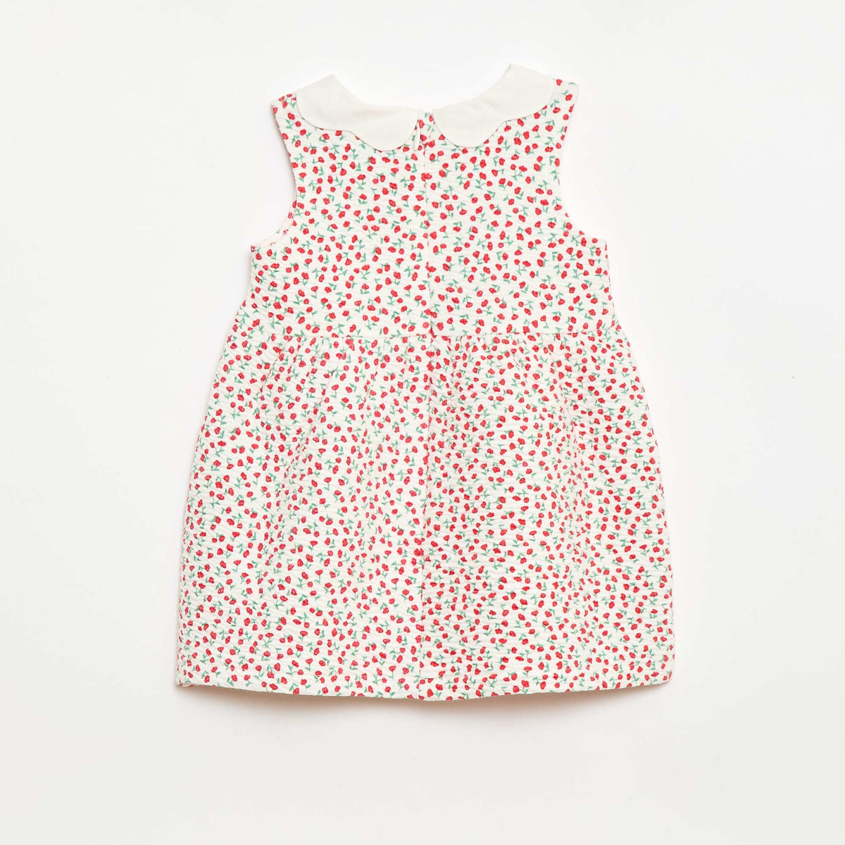 Robe en maille froissée avec col en popeline ROUGE