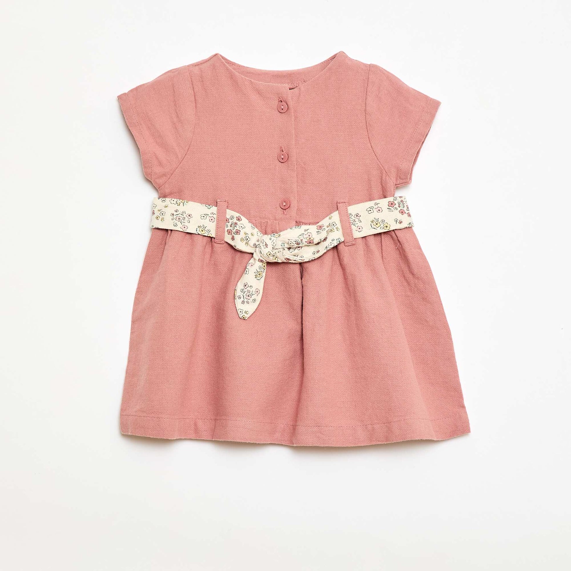 Robe en lin mélangé avec ceinture ROSE