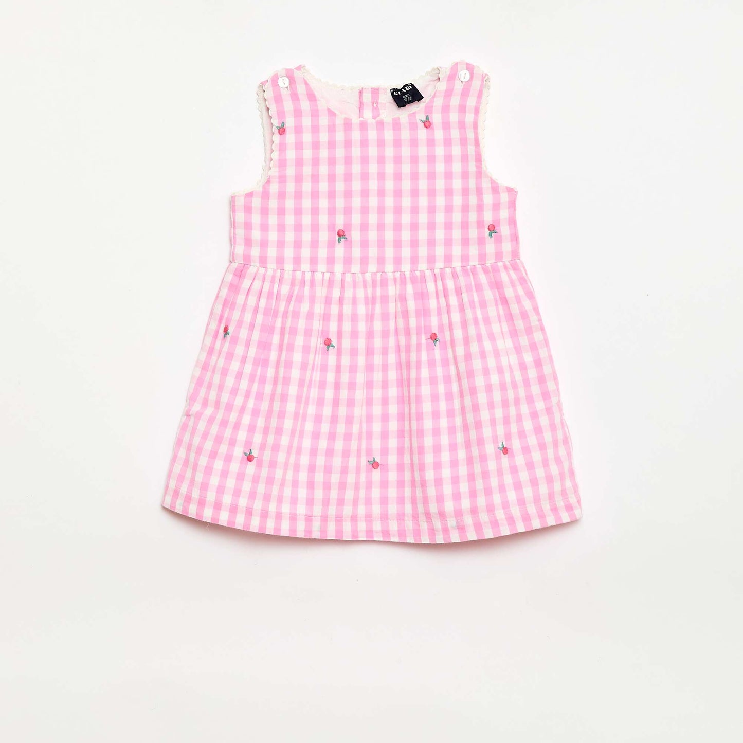 Ensemble 2 pièces - Robe vichy sans manches en popeline de coton + culotte ROSE