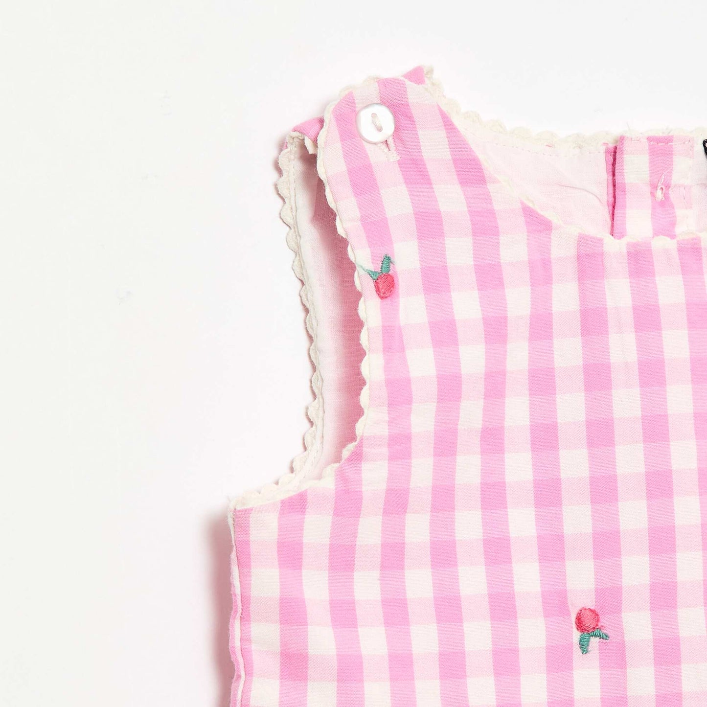 Ensemble 2 pièces - Robe vichy sans manches en popeline de coton + culotte ROSE