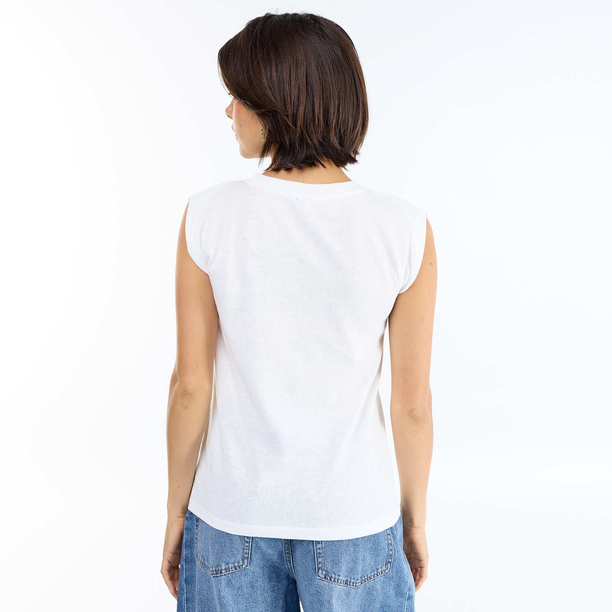 T-shirt en jersey sans manches BEIGE