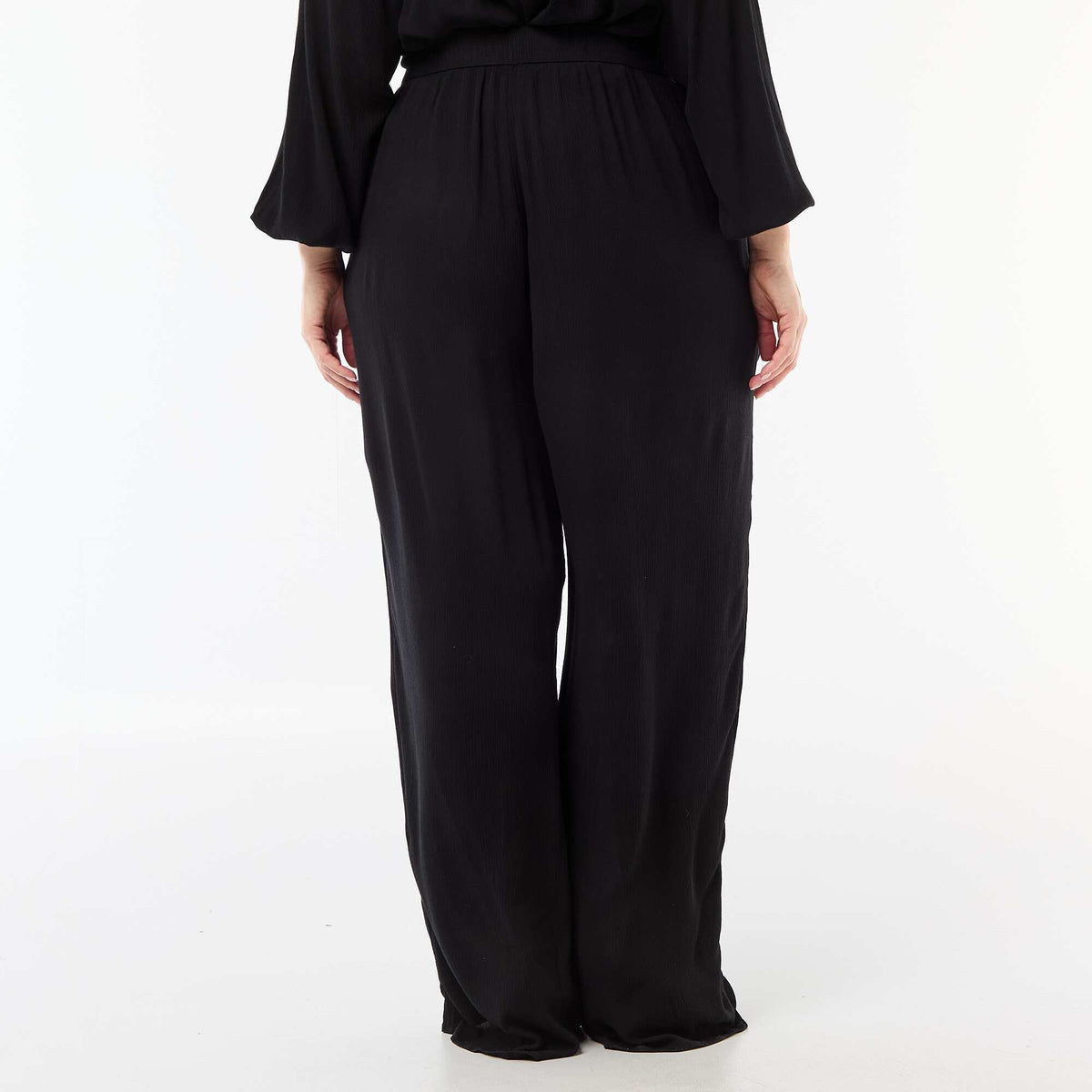 Pantalon large en maille crêpée NOIR