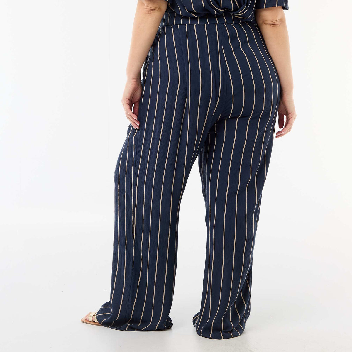 Pantalon large en maille crêpée BLEU