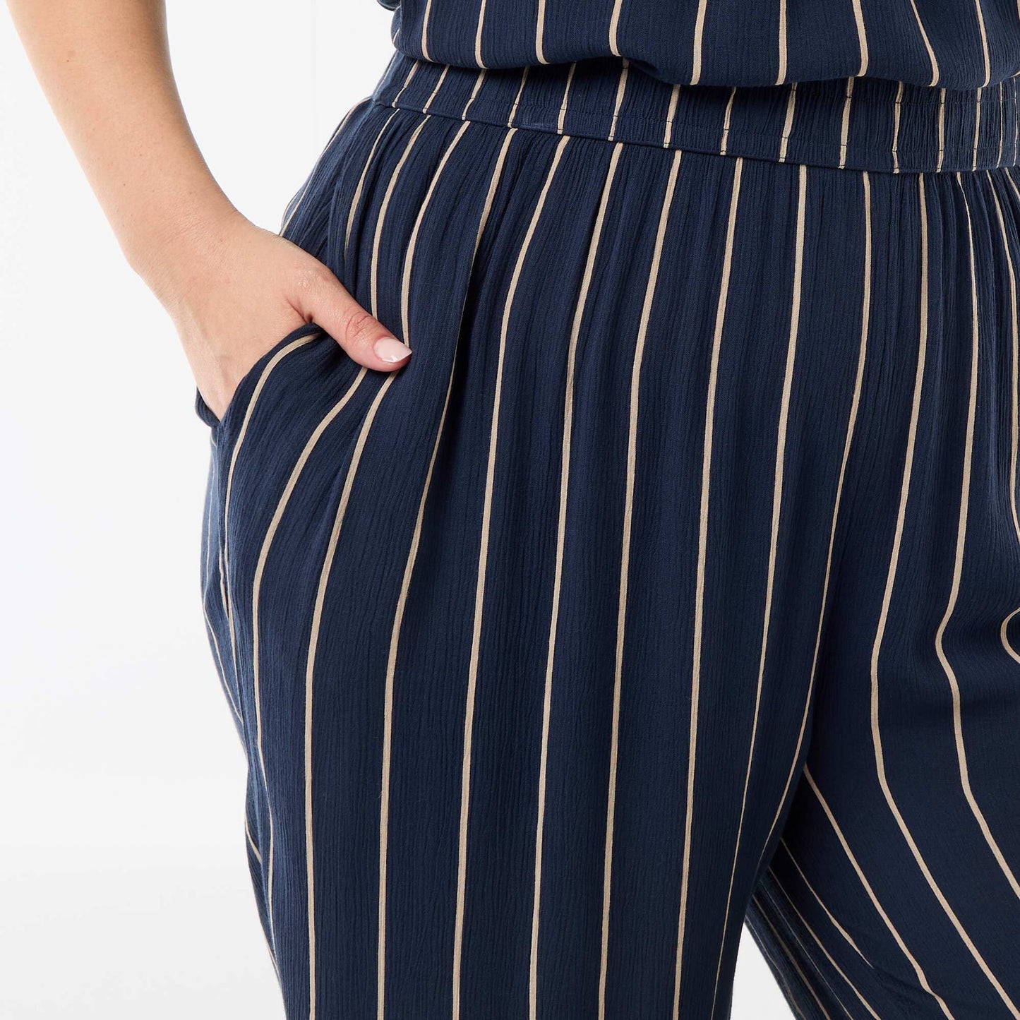 Pantalon large en maille crêpée BLEU
