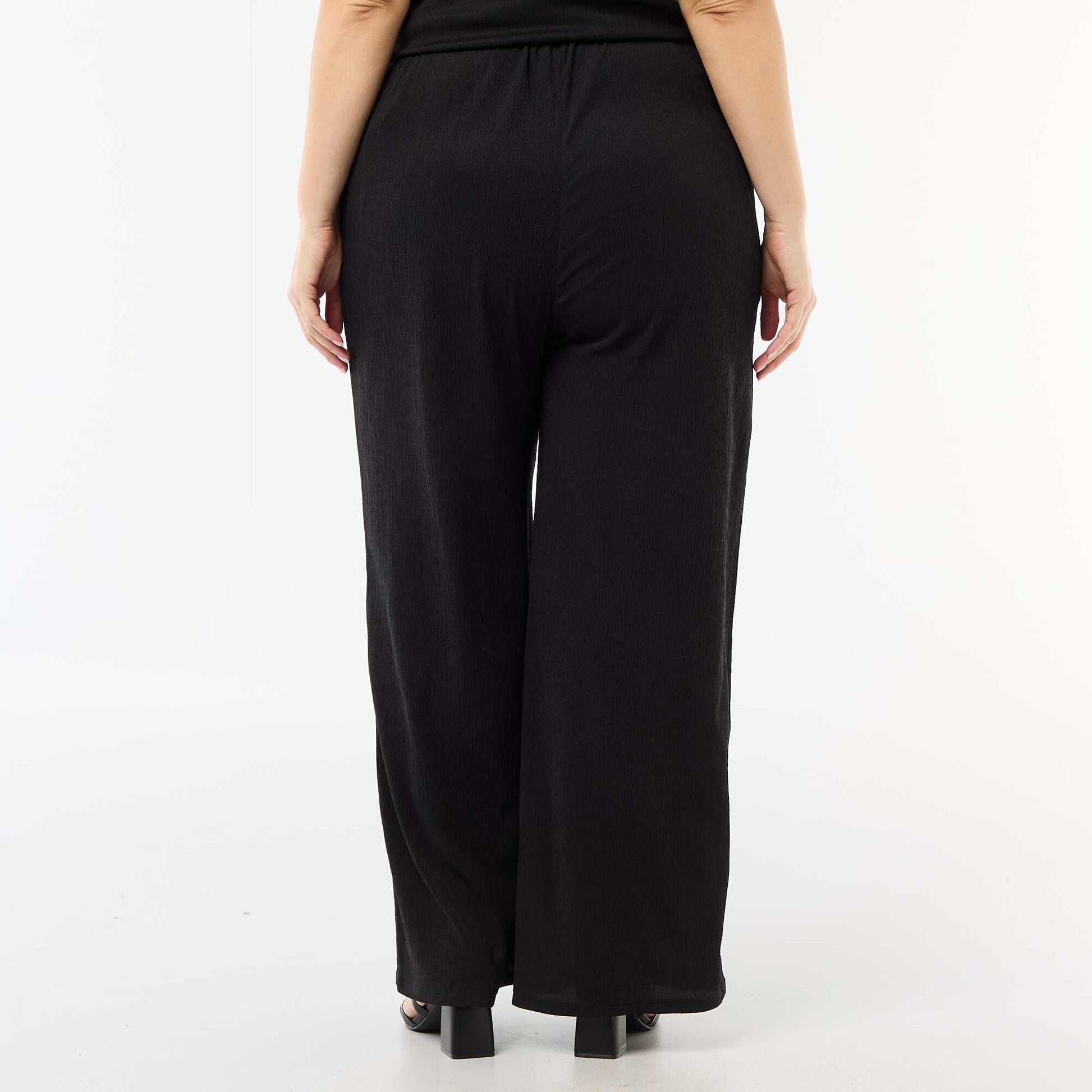 Pantalon large en maille crêpée NOIR