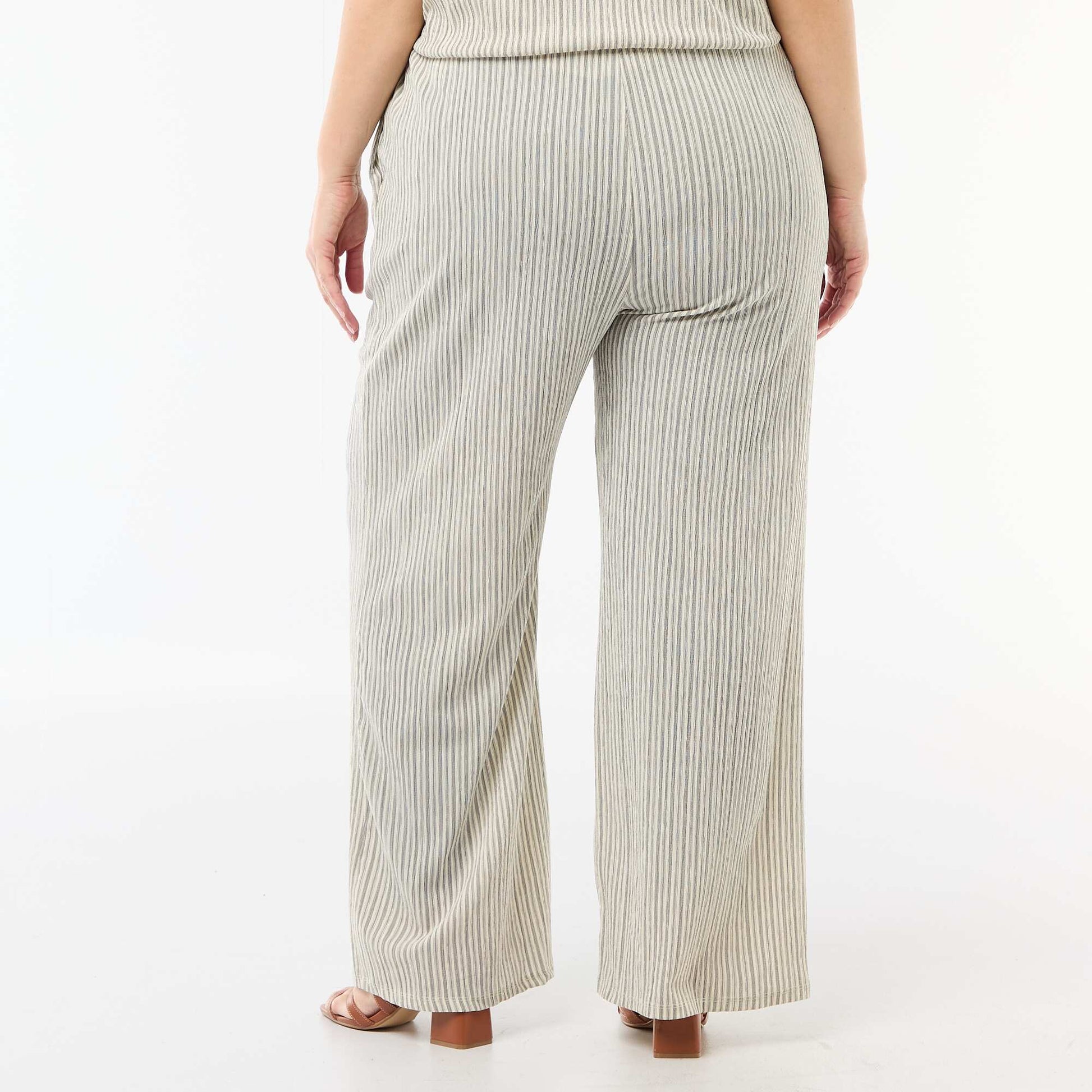 Pantalon large en maille crêpée BLANC