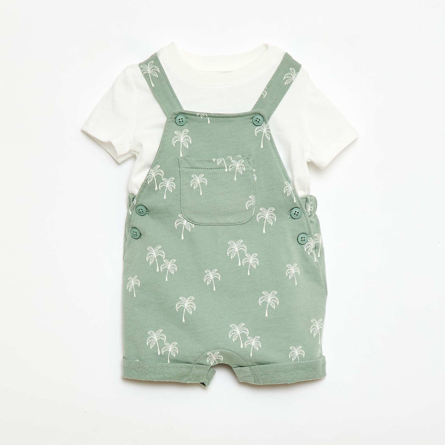 Ensemble 2 pièces T-shirt + salopette short VERT