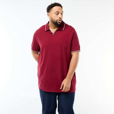 Polo en piqué de coton avec col polo sans boutons ROUGE