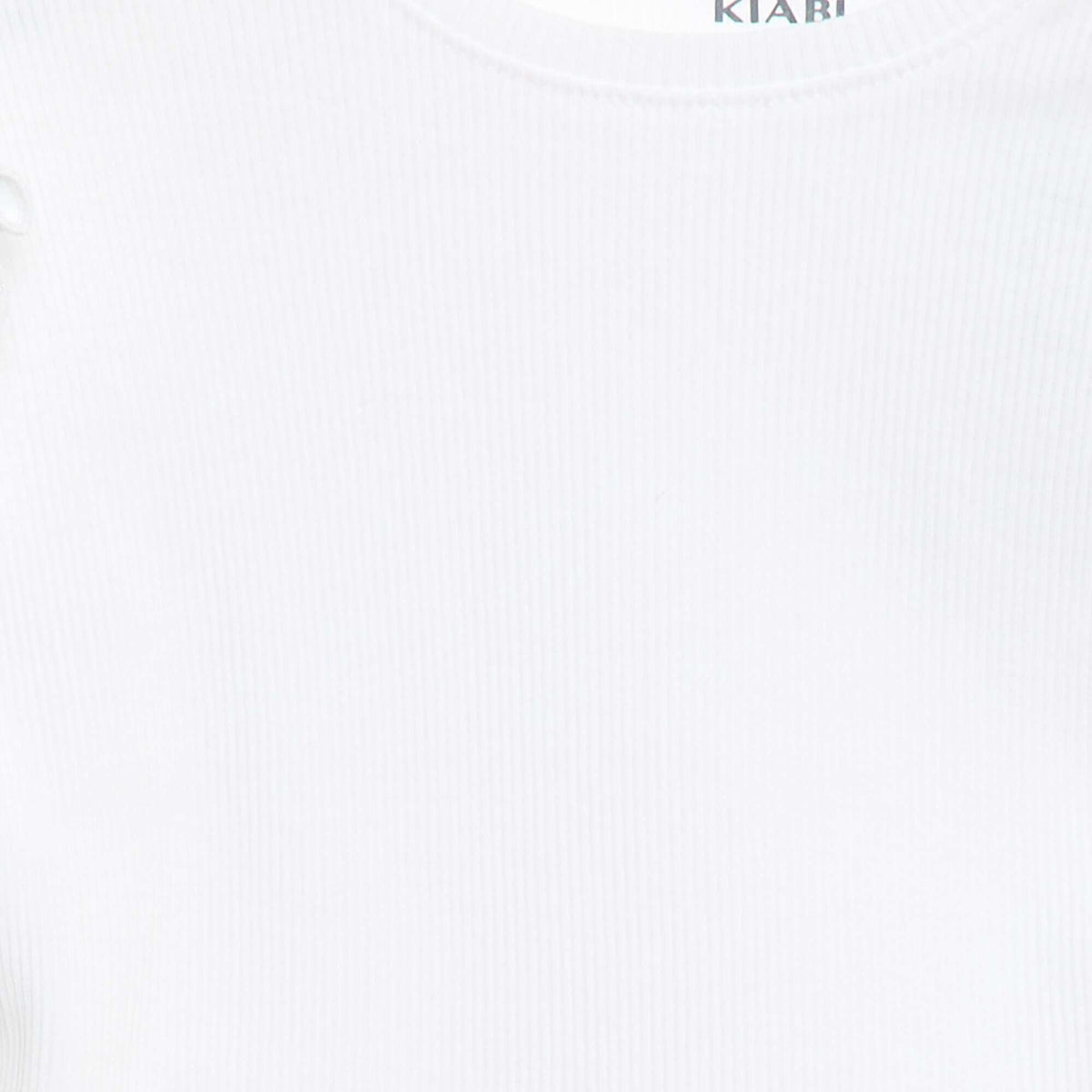 T-shirt côtelé à manches courtes volantées BLANC