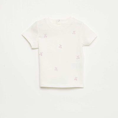 Tee-shirt à manches courtes avec broderies BLANC