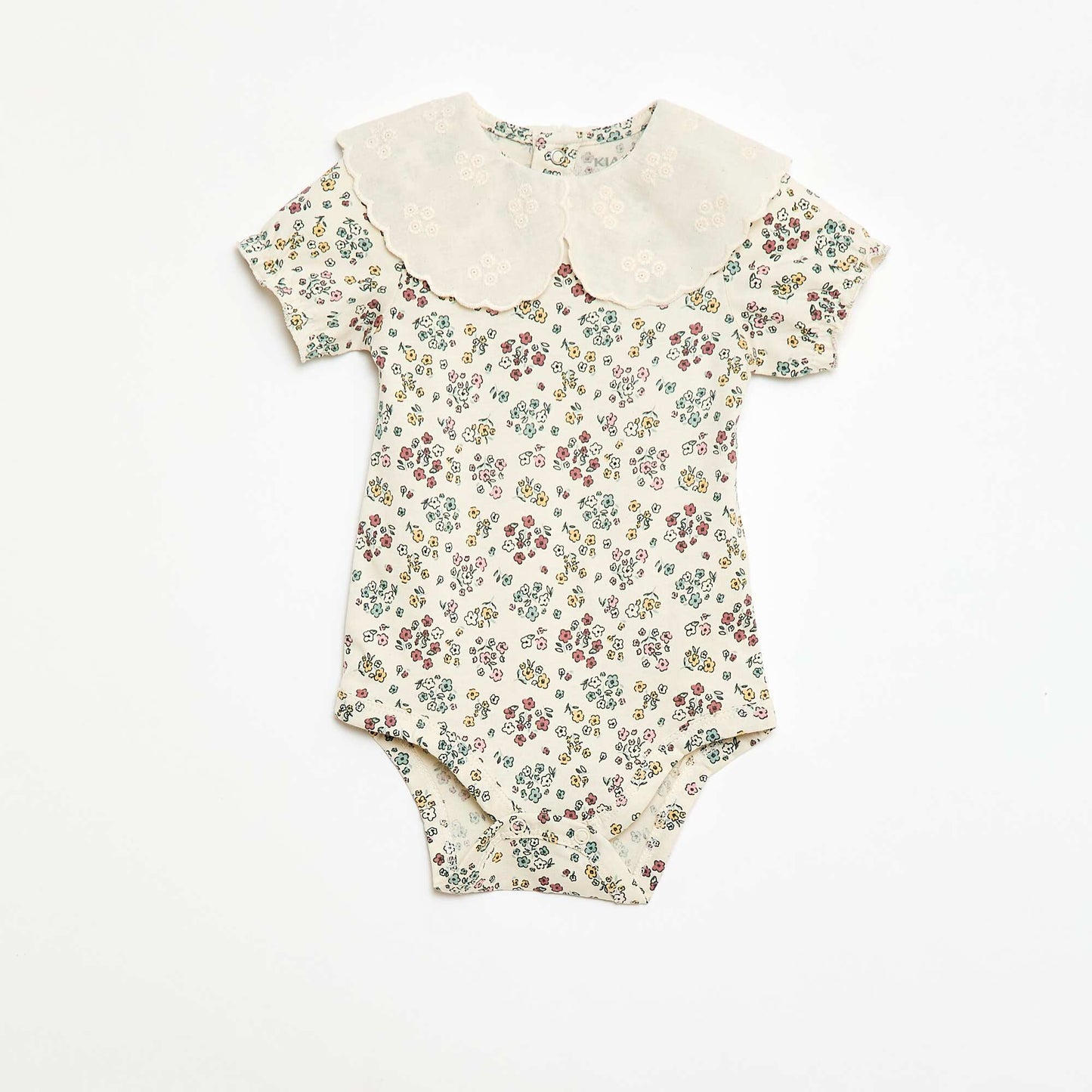 Body avec col claudine imprimé fleuri BLANC