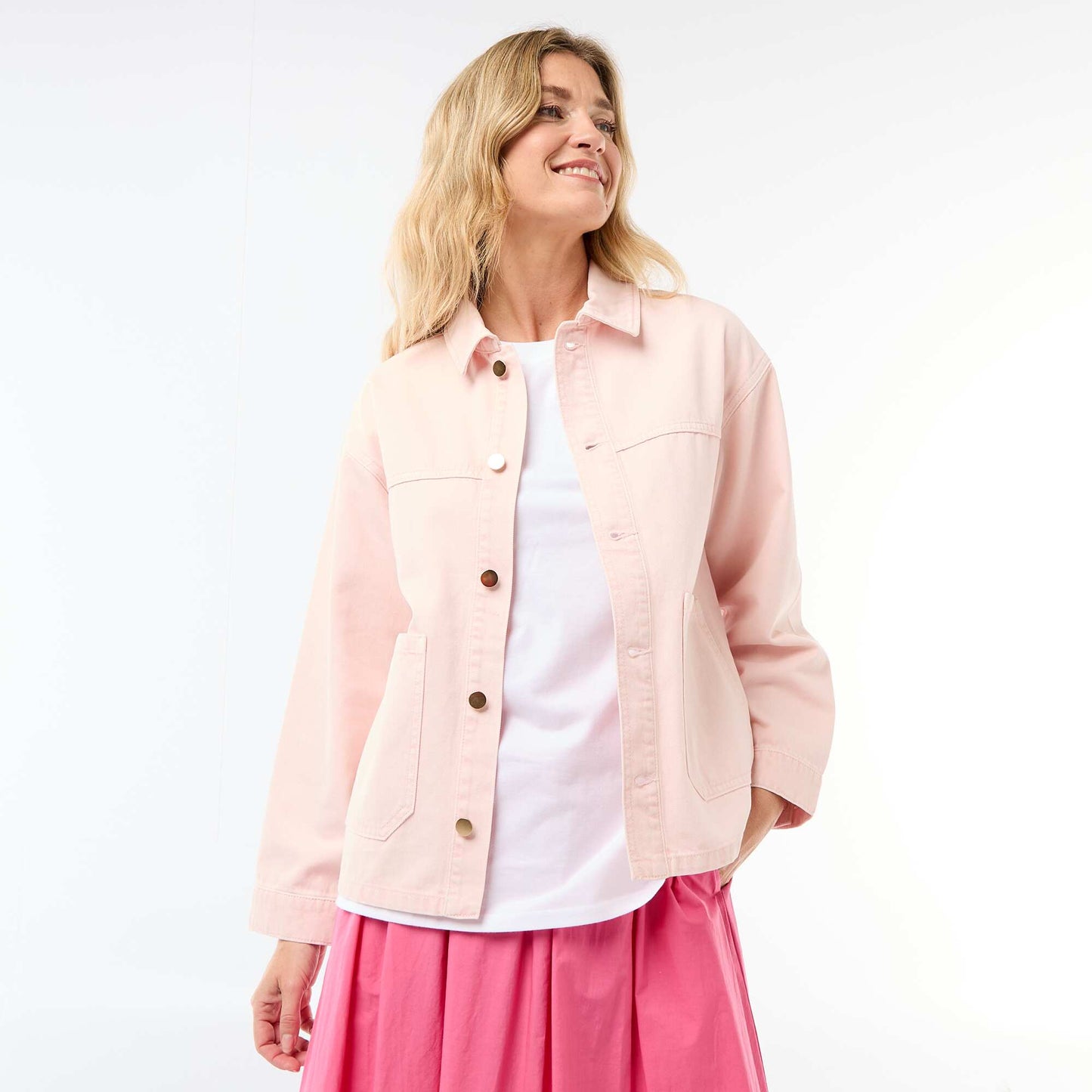 Veste denim courte avec 2 poches plaquées ROSE