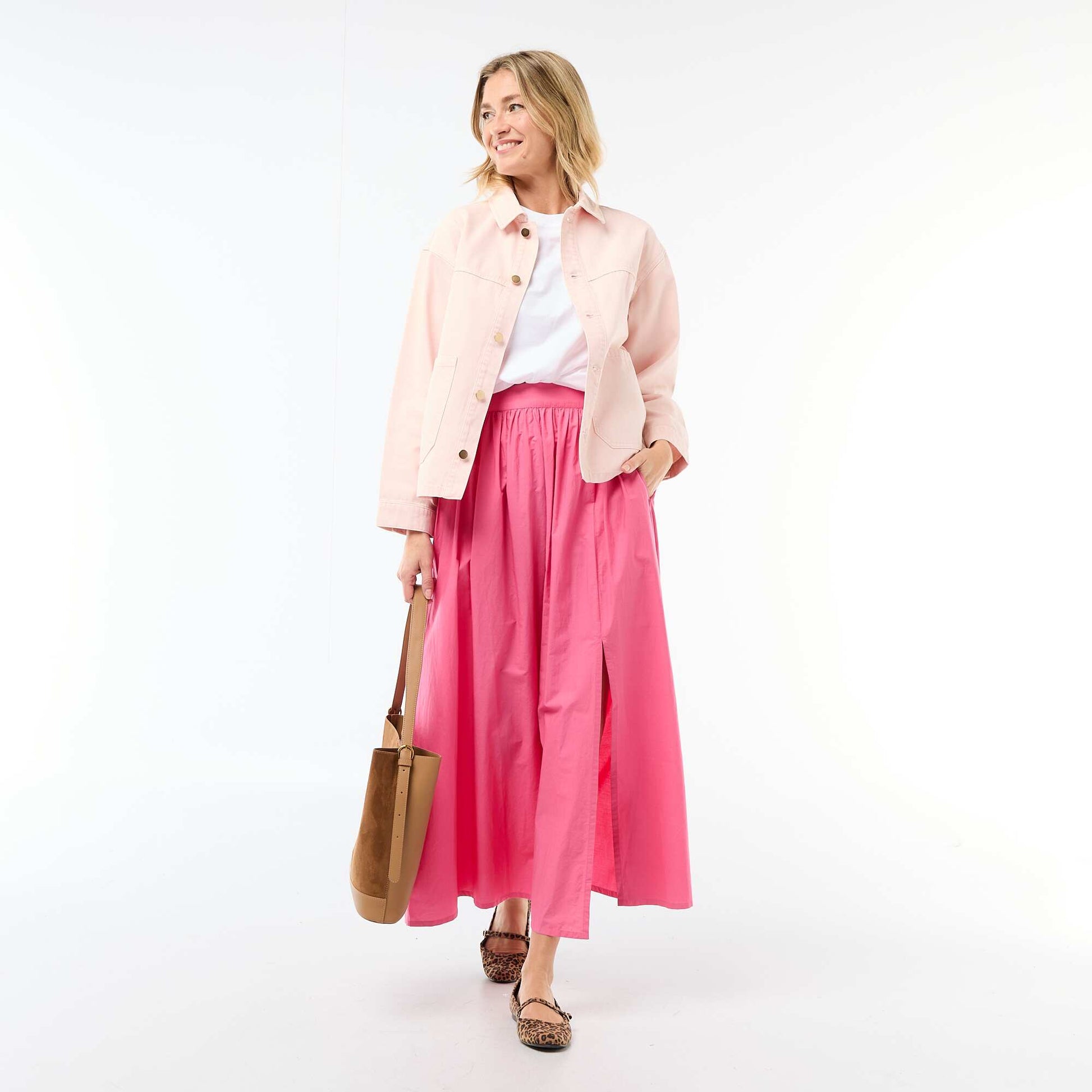 Veste denim courte avec 2 poches plaquées ROSE