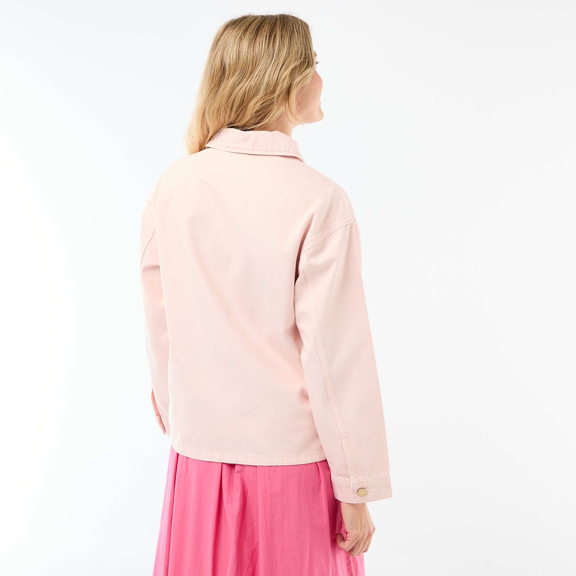 Veste denim courte avec 2 poches plaquées ROSE