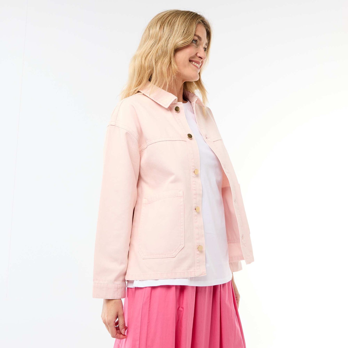 Veste denim courte avec 2 poches plaquées ROSE
