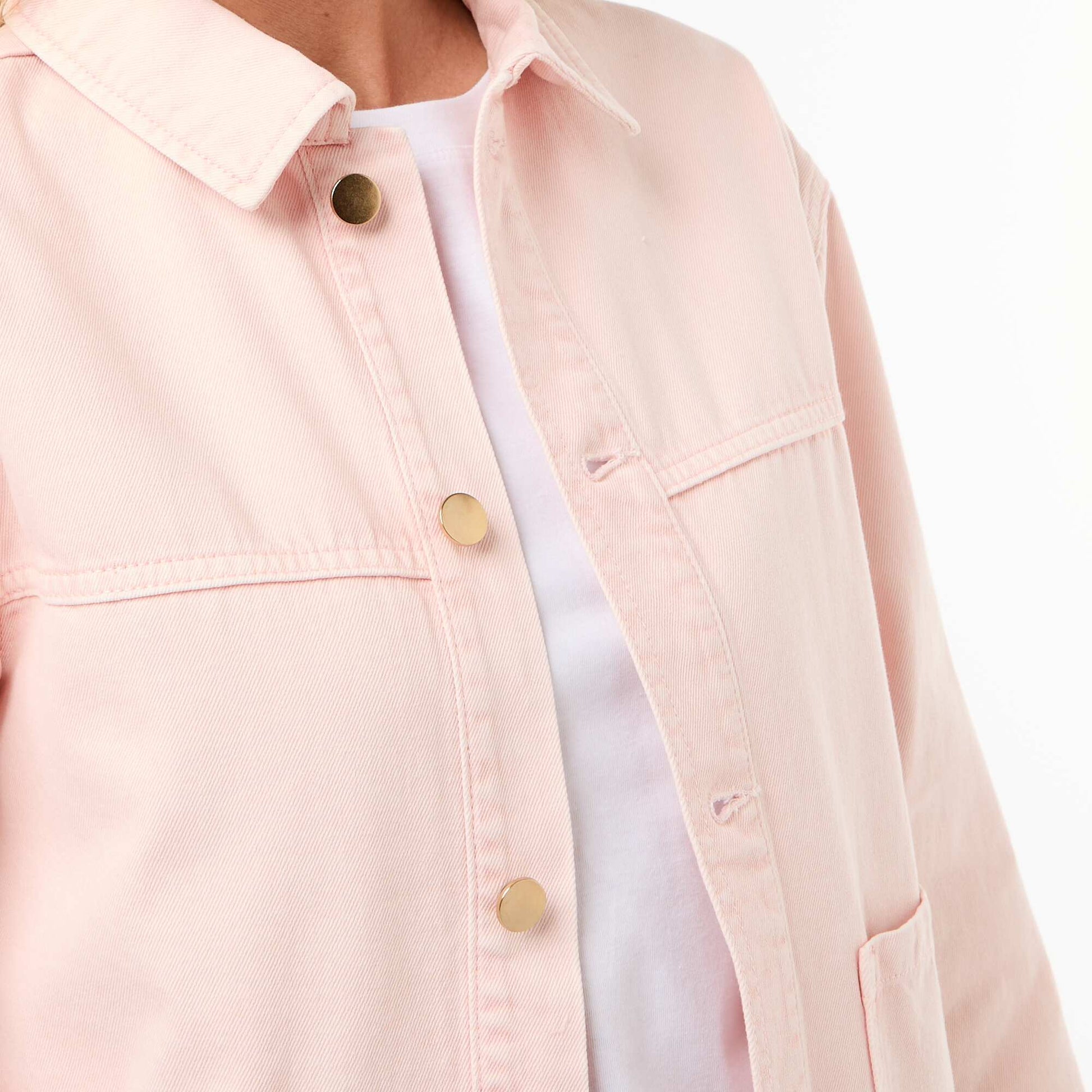 Veste denim courte avec 2 poches plaquées ROSE
