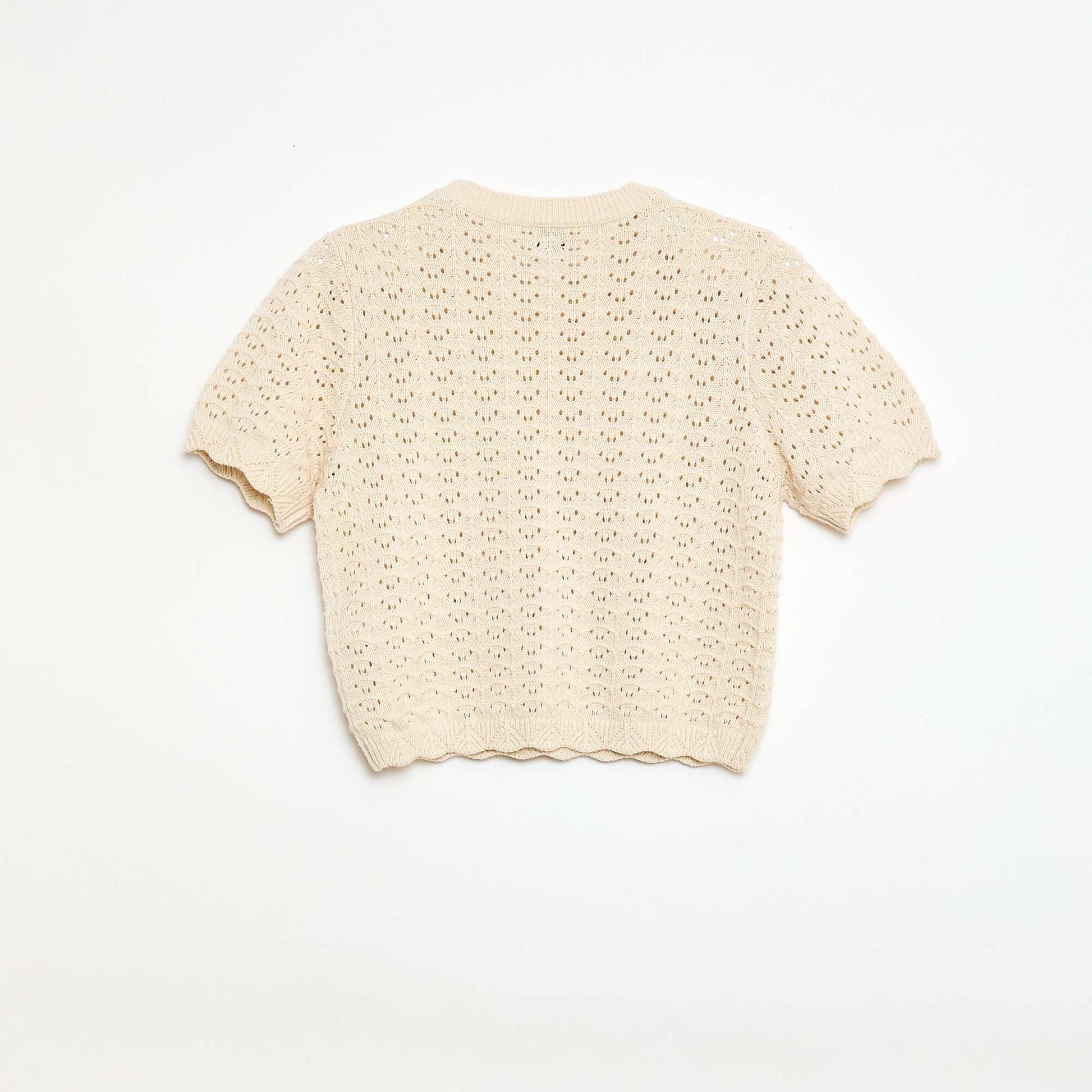 Pull en crochet à manches courtes BEIGE
