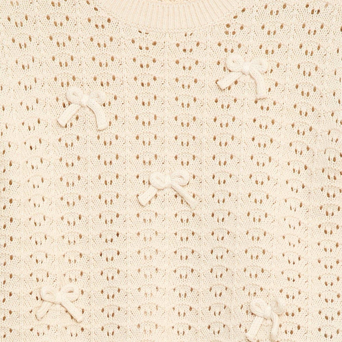 Pull en crochet à manches courtes BEIGE