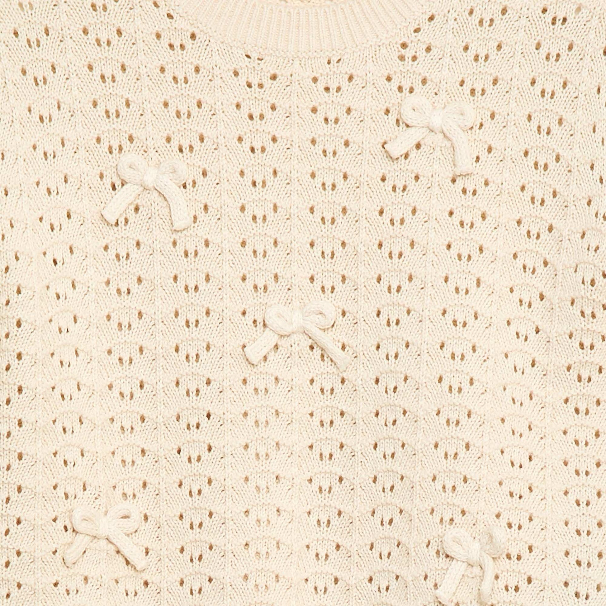 Pull en crochet à manches courtes BEIGE