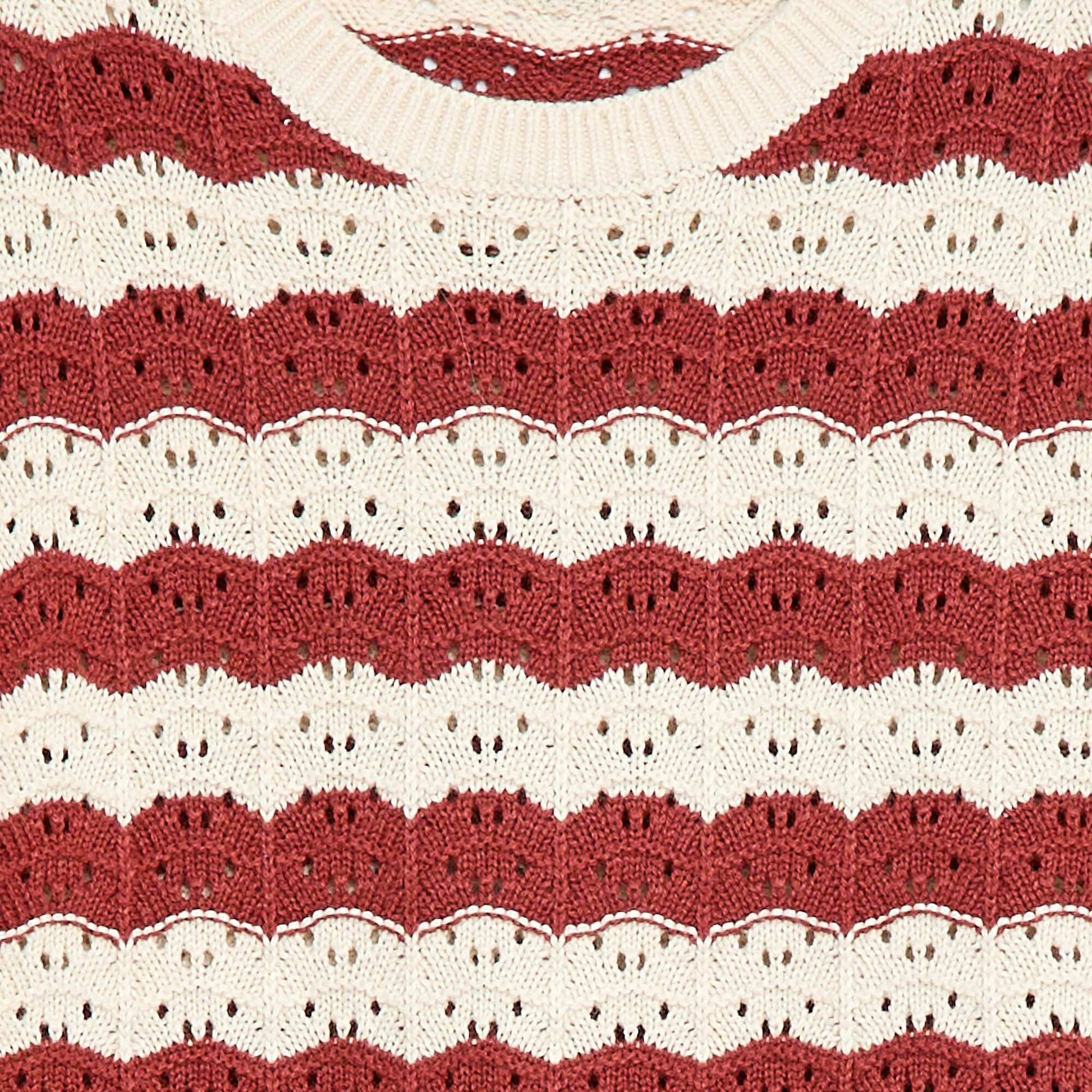 Pull en crochet à manches courtes MARRON