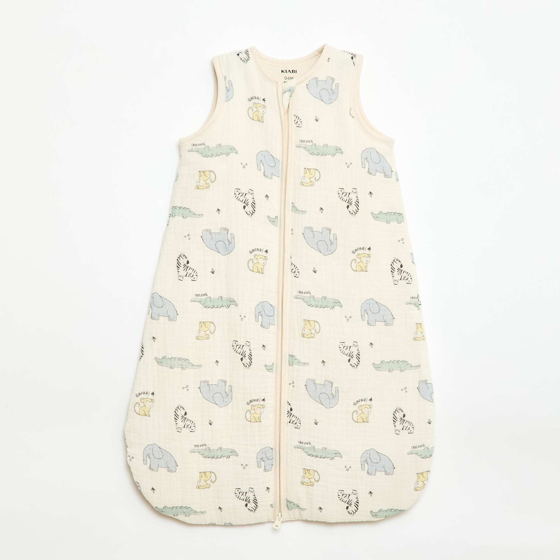 Gigoteuse sans manches zippée en coton BEIGE