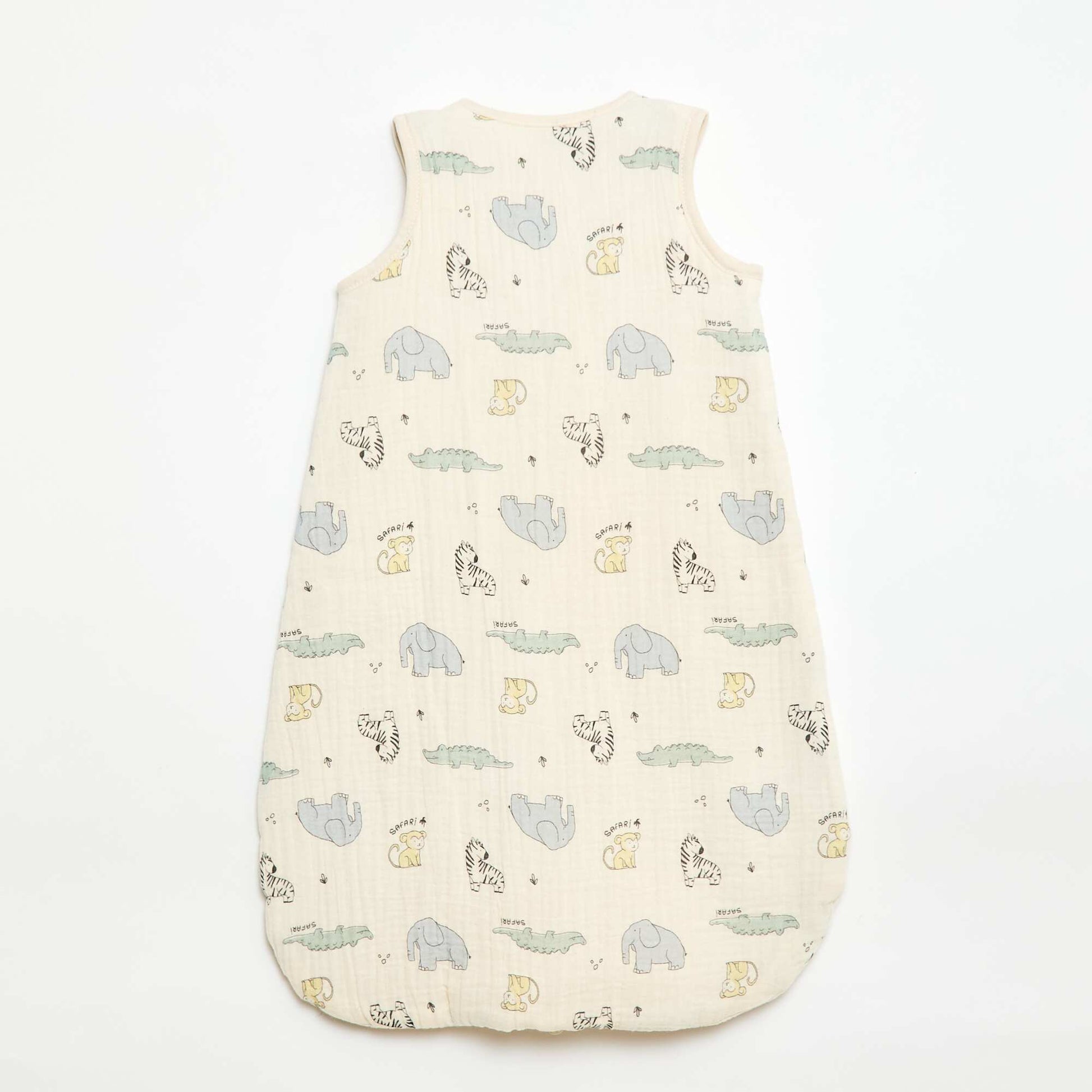Gigoteuse sans manches zippée en coton BEIGE