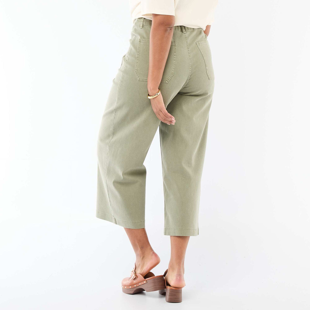 Pantalon coupe large / wide leg taille standard KAKI