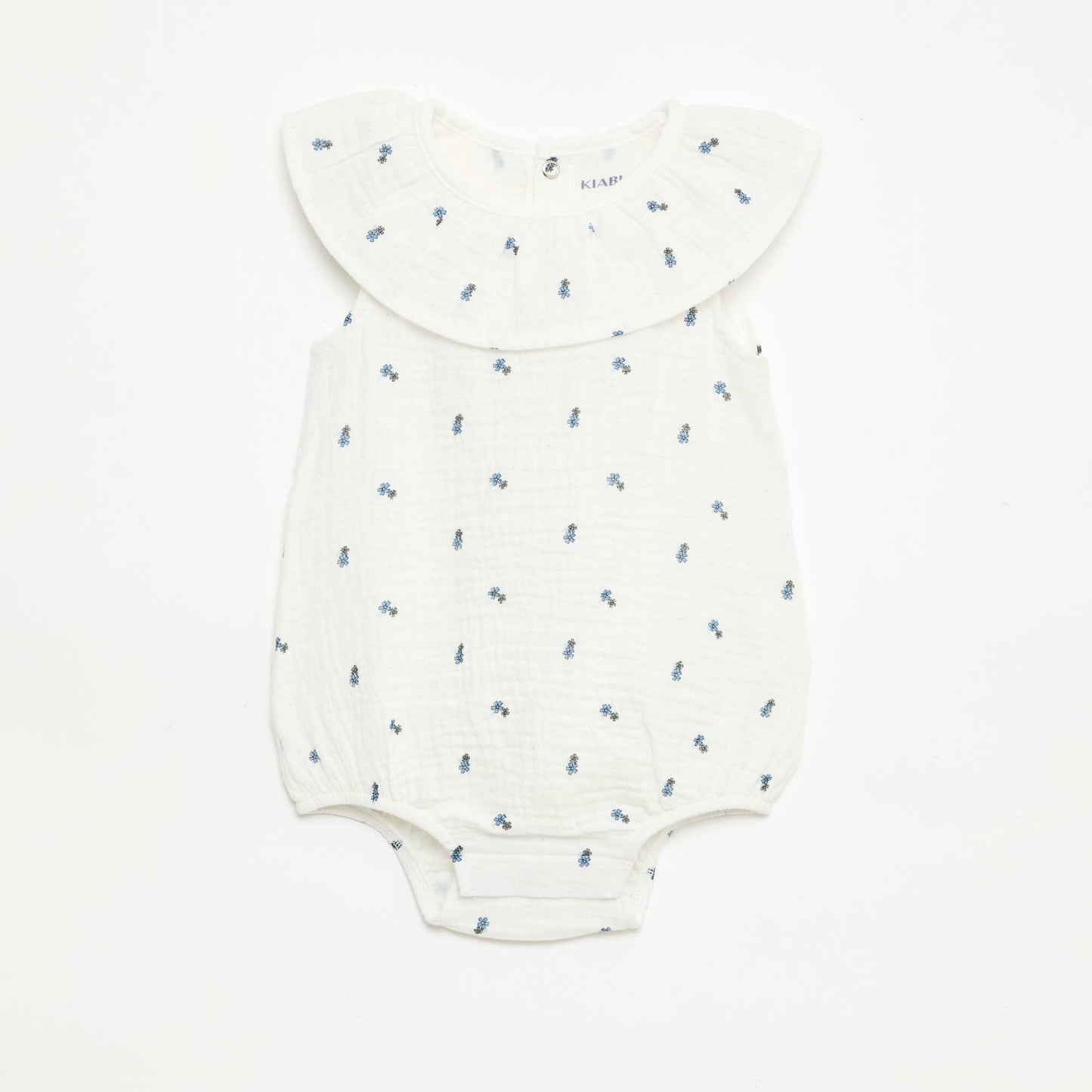 Barboteuse sans manches en double gaze de coton BLANC