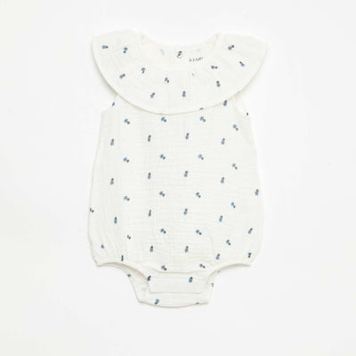 Barboteuse sans manches en double gaze de coton BLANC