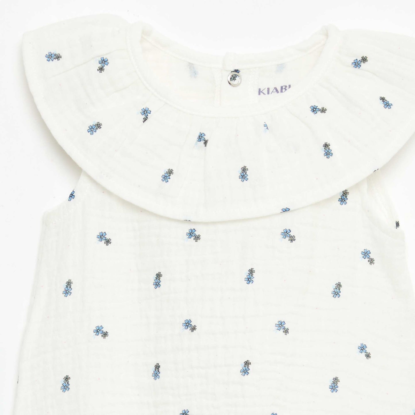 Barboteuse sans manches en double gaze de coton BLANC