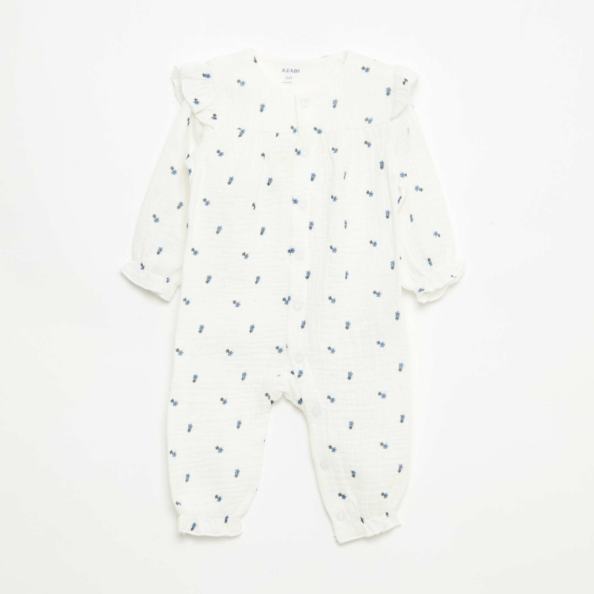 Dors-bien sans pieds en double gaze de coton BLANC