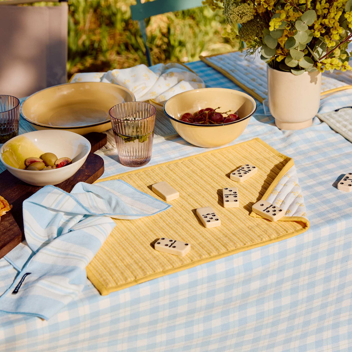 Lot de 2 sets de table à carreaux JAUNE