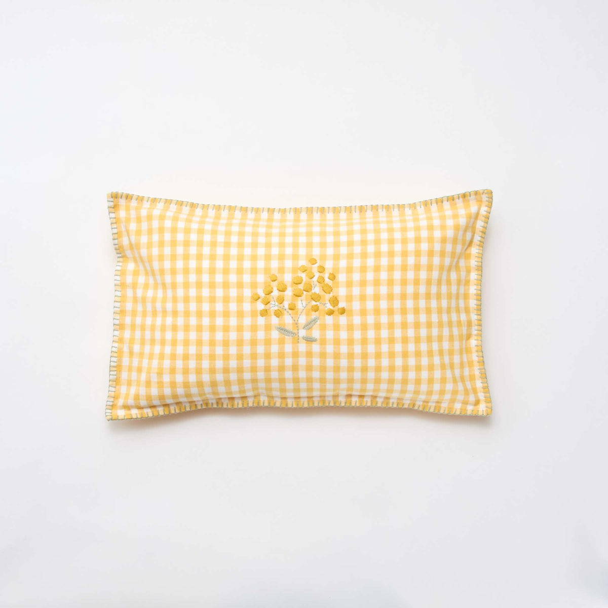 Housse de coussin brodée JAUNE