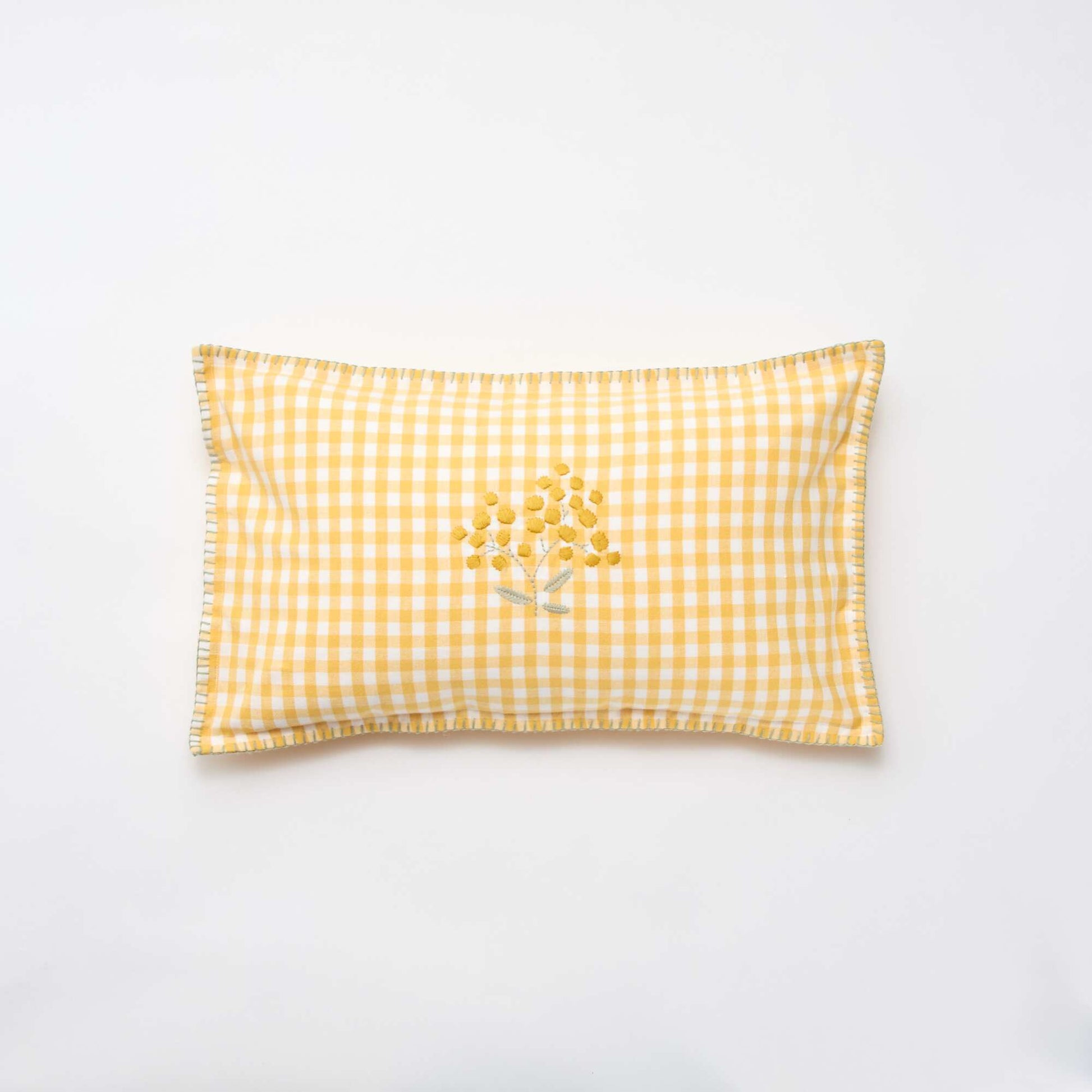 Housse de coussin brodée JAUNE